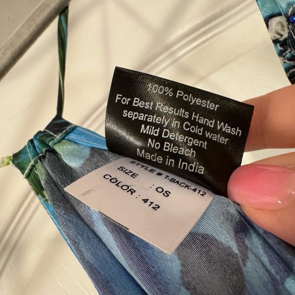 Blue and Green Floral Maxi Dress - Picture 4 of 8